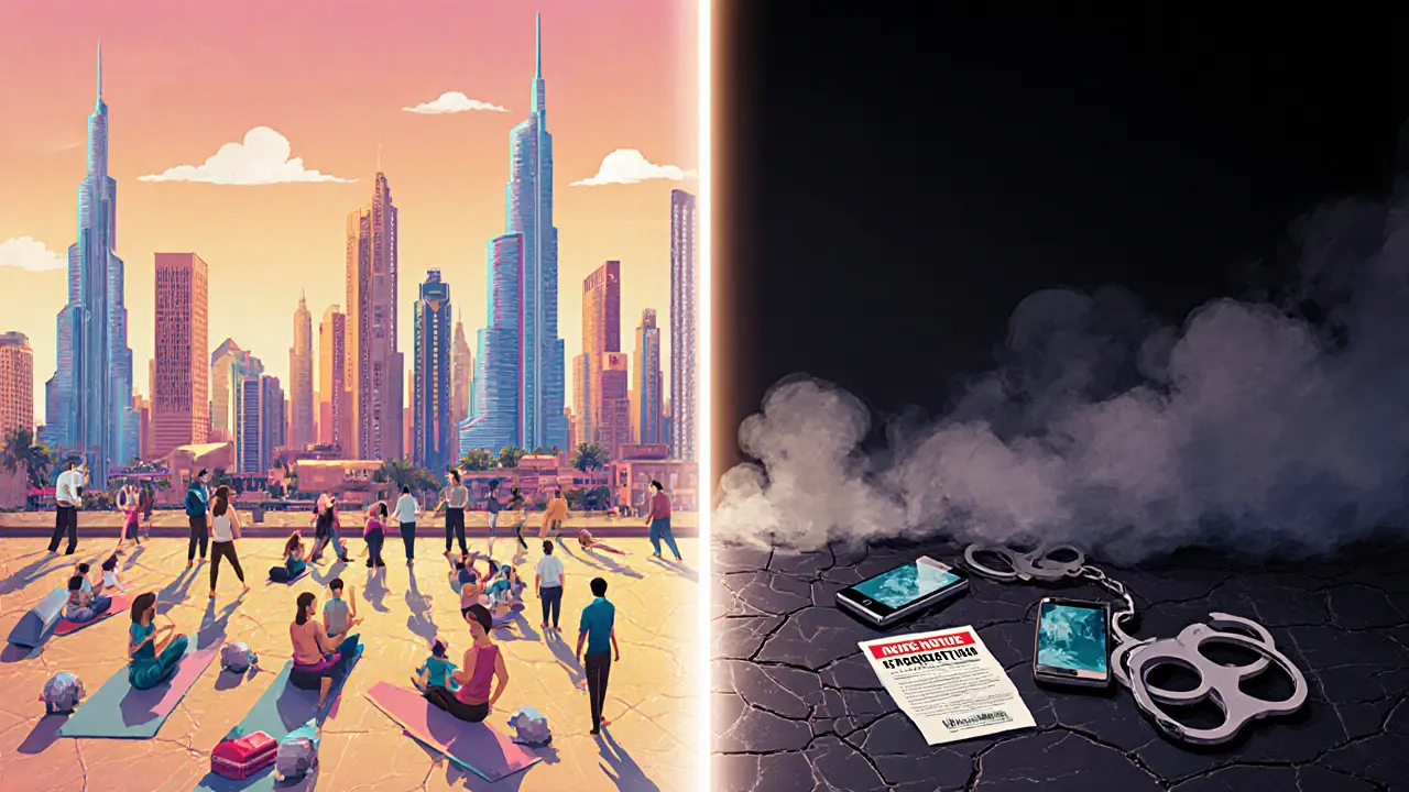 Conceptual split image showing vibrant legal social activities versus dark consequences of illegal escort hiring.